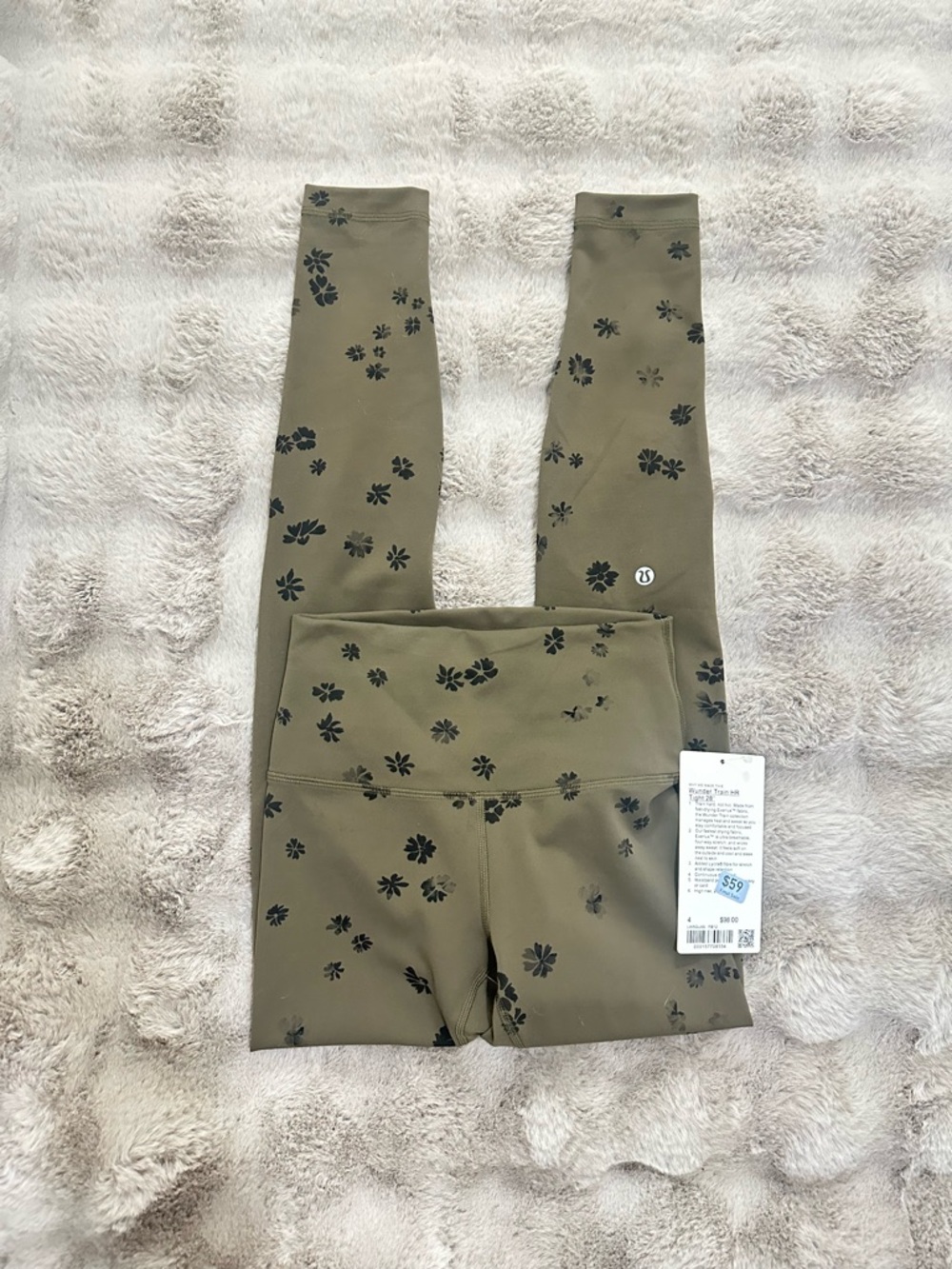NWT Lululemon Wunder Train High-Rise Tight 28" Size 4 Floral Breeze Olive Brown